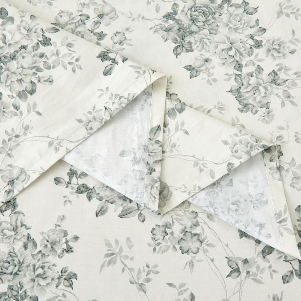 Split King Cotton Sheets Set Printed Bedding Sets, Bedlinen for Mattress Up to 14" Deep, Toile Rose Floral Pattern