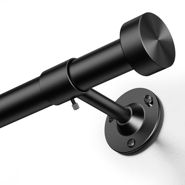 Heavy Duty Curtain Rods 32-90 Inch, 1 Inch Adjustable Black Curtain Rod for Windows, Long Window Treatment Rods with