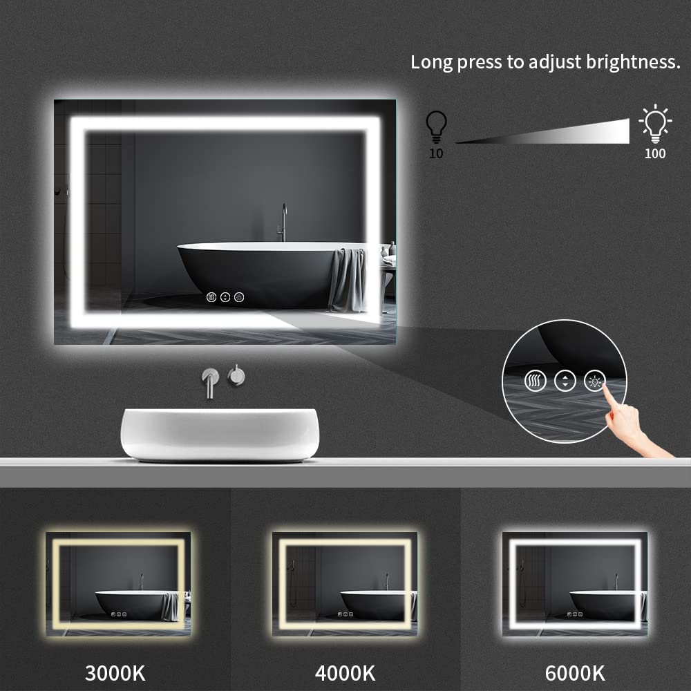 LED Bathroom Mirror 48"X32" with Front Light and Backlit