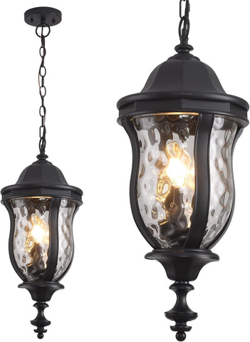 Large Outdoor Pendant Light Fixtures, 23.6'' Exterior Hanging Lantern Porch Light Adjustable