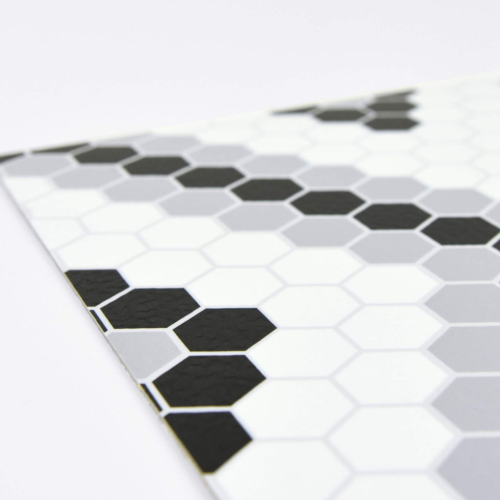 Leyton Peel and Stick Floor Tiles, Black, Geometric Vinyl Floor Tiles, Water Resistant, 12 in x 12 in, Pack of 10