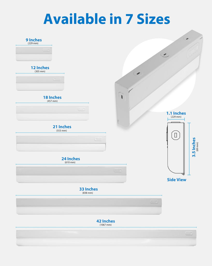 42" LED Direct Wire Under Cabinet Light - Undercounter LED Lights - Selectable CCT 2700K-5000K, 1224-1296 Lumens, 18W