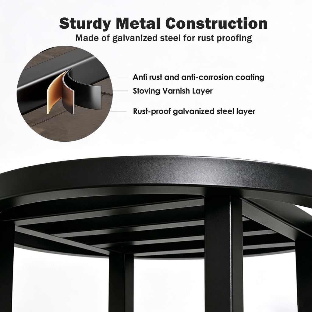 Plant Stand Indoor Outdoor, 13" Round Metal Plant Stands Riser, Heavy Duty Wrought Iron Pedestal Holders for Large