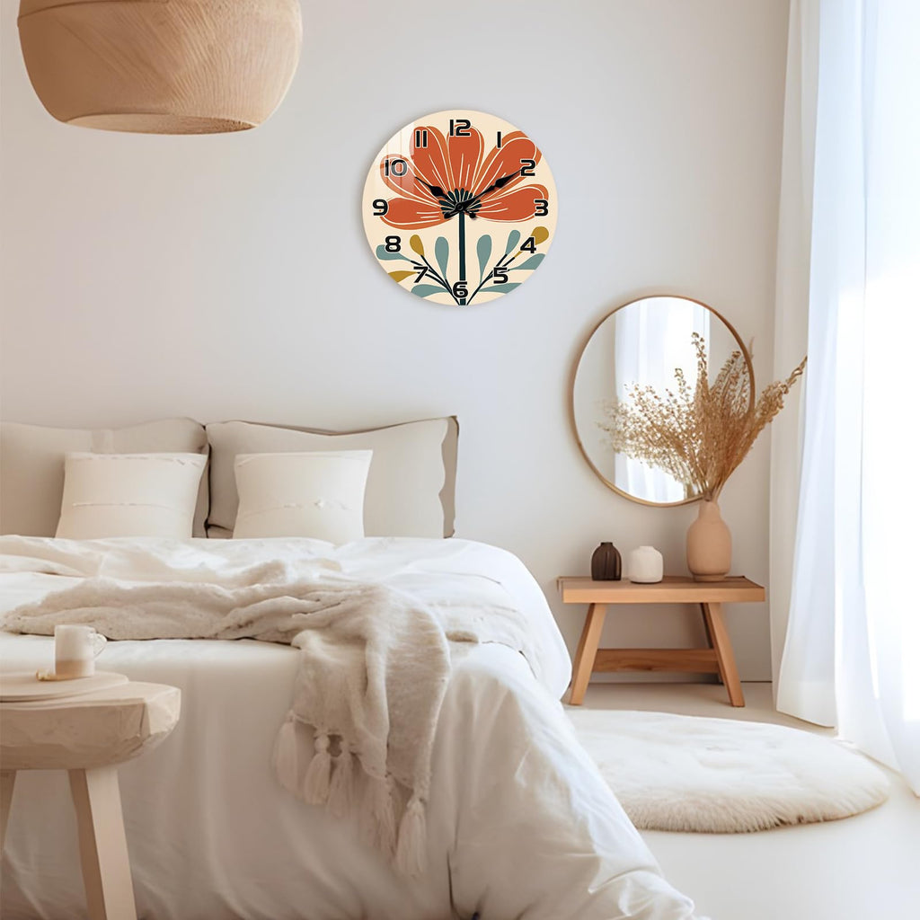 Large Wall Clock - Boho Wall Clocks Battery Operated 16 Inch - Home Rustic Wall Clock Non Ticking Bathroom Kitchen