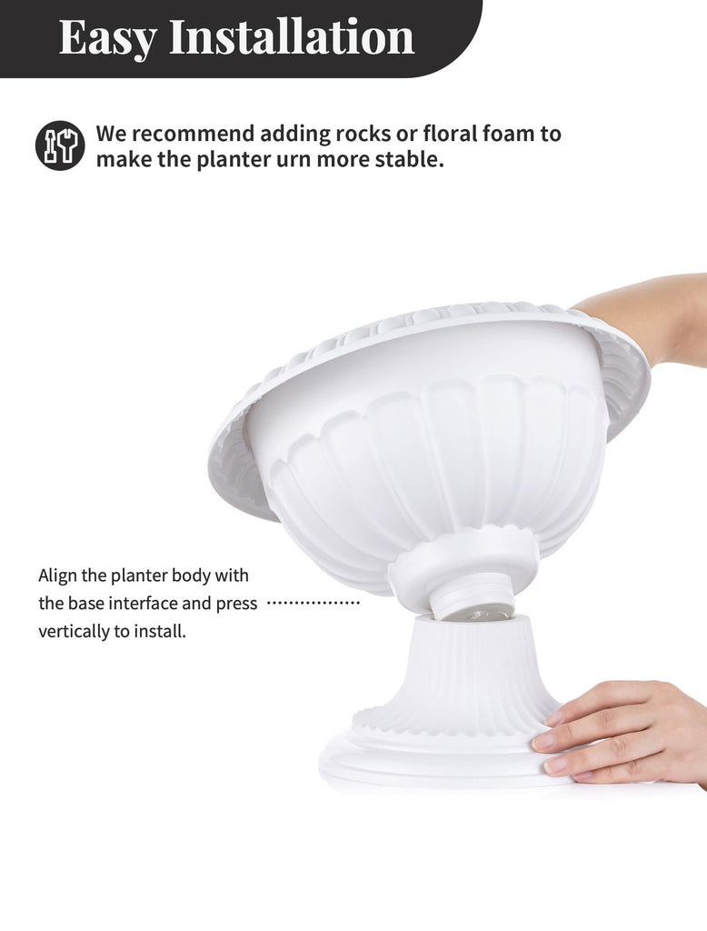 Plastic Classic Urn Planter: 10.23 Inch Pedestal Plant Pots, 2 Pcs