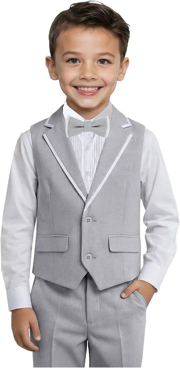 Boys' Suits 4 Piece Set Formal Toddler Dress Shirt Vest Pants Bow Tie Kid Tuxedo Suit Teen Wedding Outfits Boys