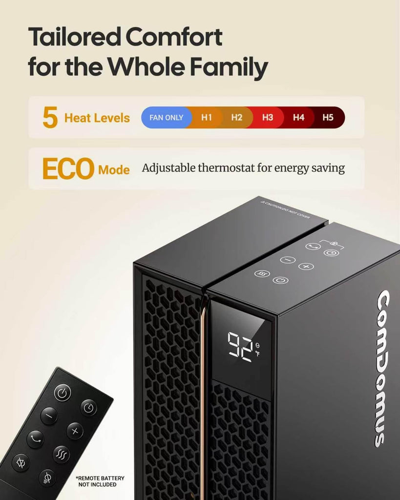 Space Heater, 32" Electric Heaters for Indoor Use with Remote