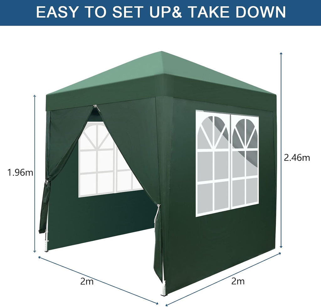6.5x6.5ft Pop Up Canopy Tent, Outdoor Instant Shelter Folding Canopy with 4 Side Walls and Carry Bag Events, Party