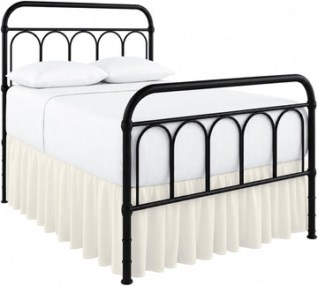 Ruffled Bed Skirt Queen 15-Inch Drop with Split Corners, Ivory | 100% Microfiber Bed Skirts - Soft and Stylish Dust