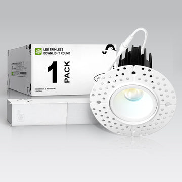 1 Inch Trimless LED Recessed Ceiling Light Fixture, Mud-in Canless Downlight with Junction Box, 5CCT Selectable
