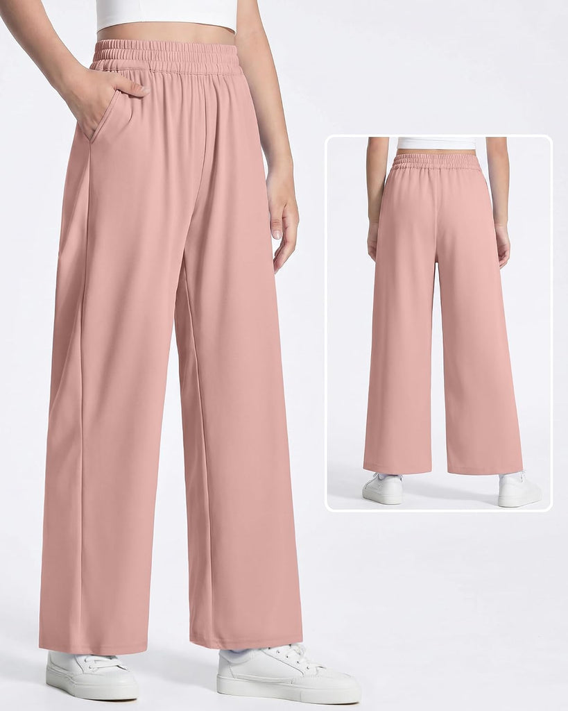 Girls Wide Leg Loose Pants Straight Plain Casual Uniform Long Pant for School Street Outgoing Kids Girls