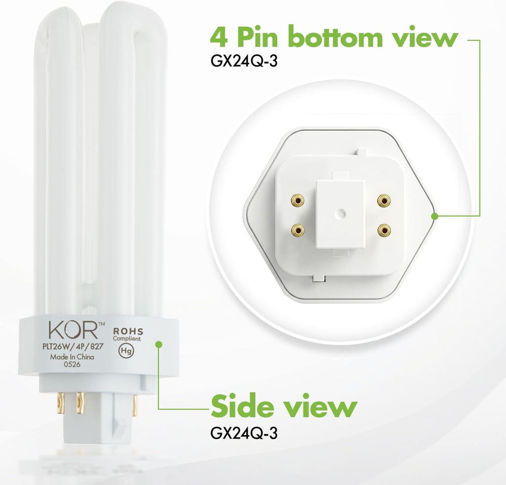 26W Triple Tube Compact Fluorescent Bulb, 2700K Warm White, 4 Pack
