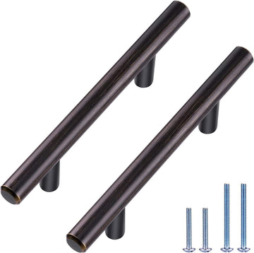 30 Pack Bronze Solid Cabinet Handles Drawer Pulls, 5.38-inch/136mm Length (3-inch Hole Center) Door Handle (1/2-inch
