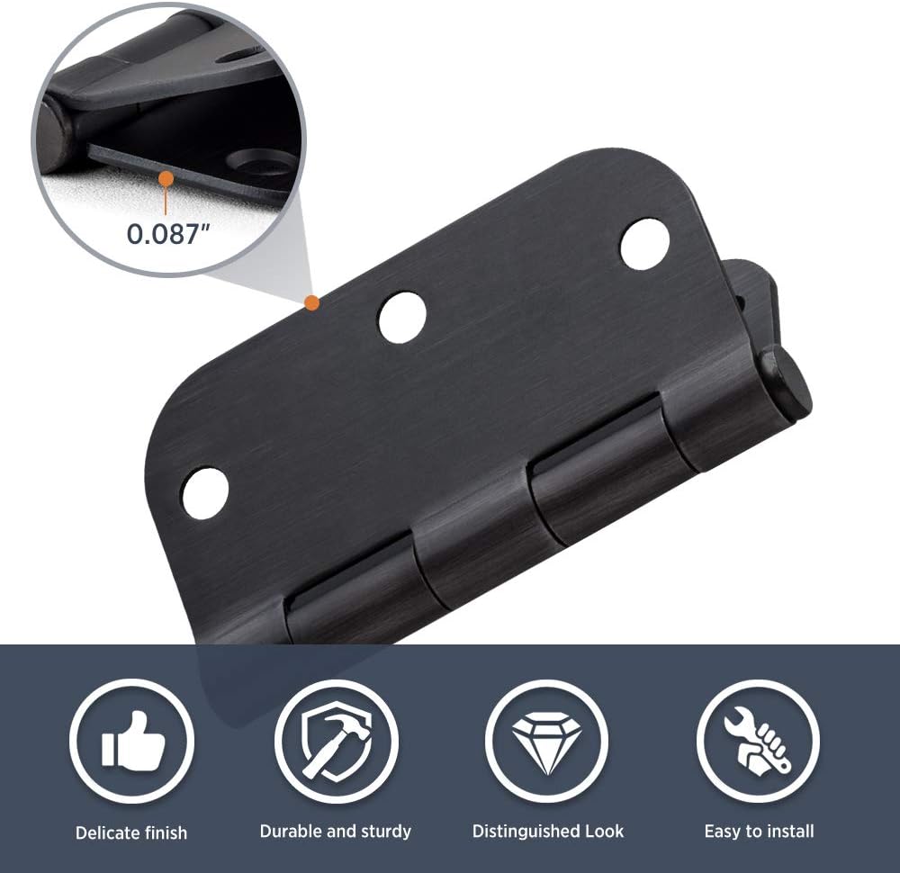 Door Hinge 3 1/2 Inch Interior Door Hinges Matte Black 3.5 Inch Interior Hinges Flat Iron Hinge 3 ½"x 3 ½" Door