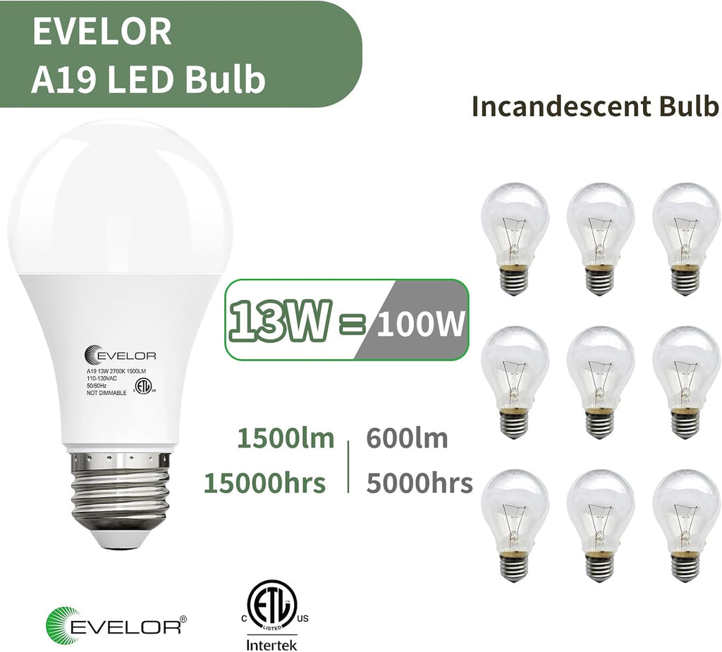 A19 LED Light Bulbs,100 Watt Equivalent,2700K Soft White