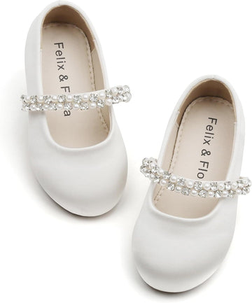 Girls Toddler Little Ballet Shoes - Flower Girls Mary Jane Flats Dress Shoes Party Wedding