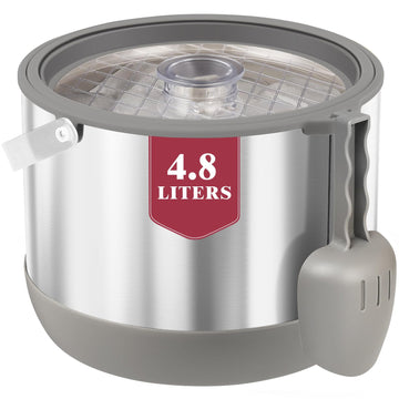 5QT/4.8L Insulated Ice Bucket for Parties, Hangable Scoop & Lid, Grey