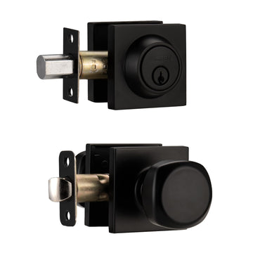 Black Exterior Door Lock Set with Key Alike Deadbolt