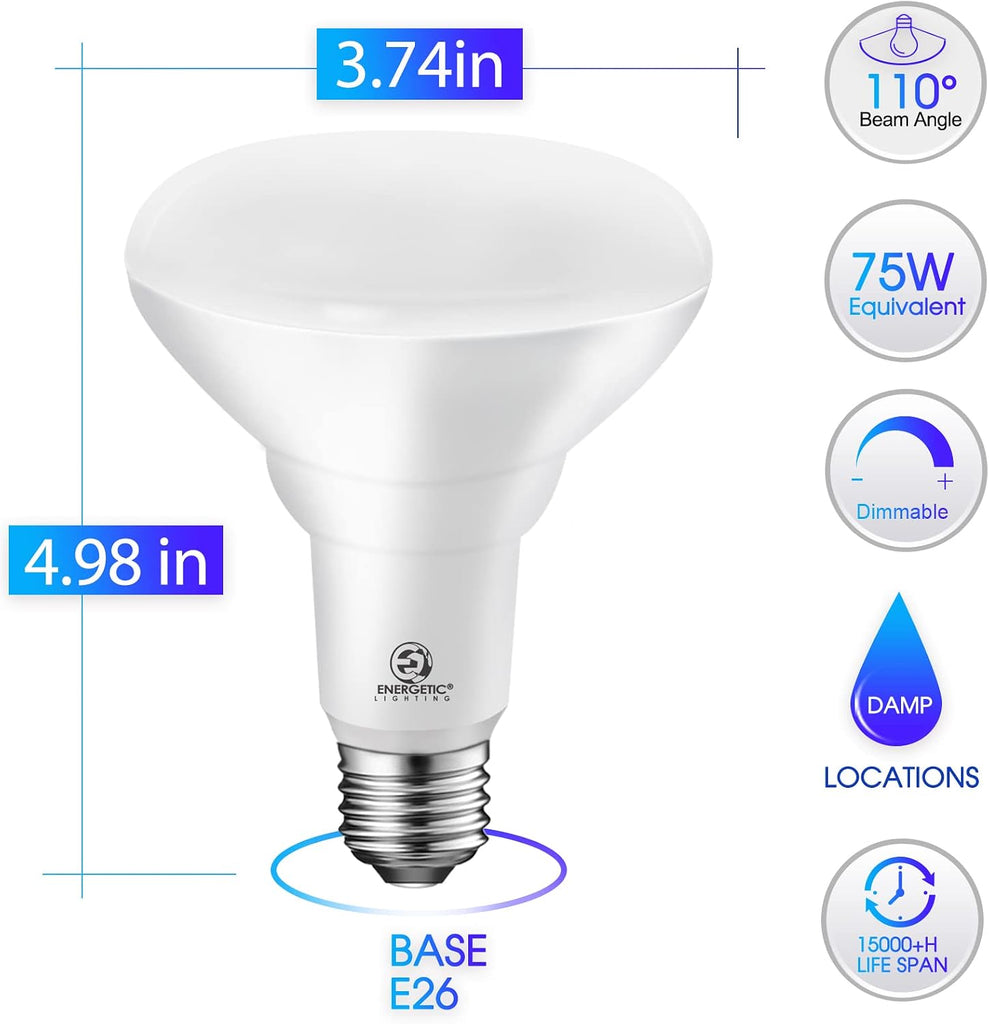 Energetic 12PK BR30 Indoor LED Flood Light Bulb, 11W=75W, 2700K Soft White