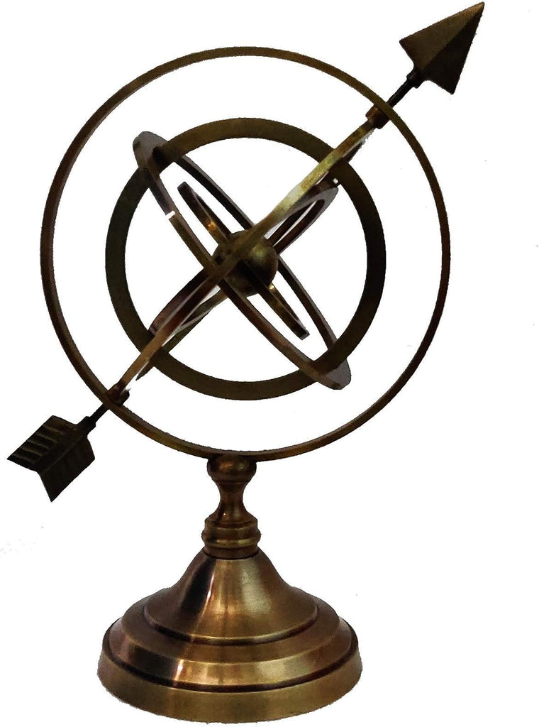 14 inches Large Antique Armillary Sphere Globe Replica Gift; Vintage Table Decor and Gift (Multicolored)