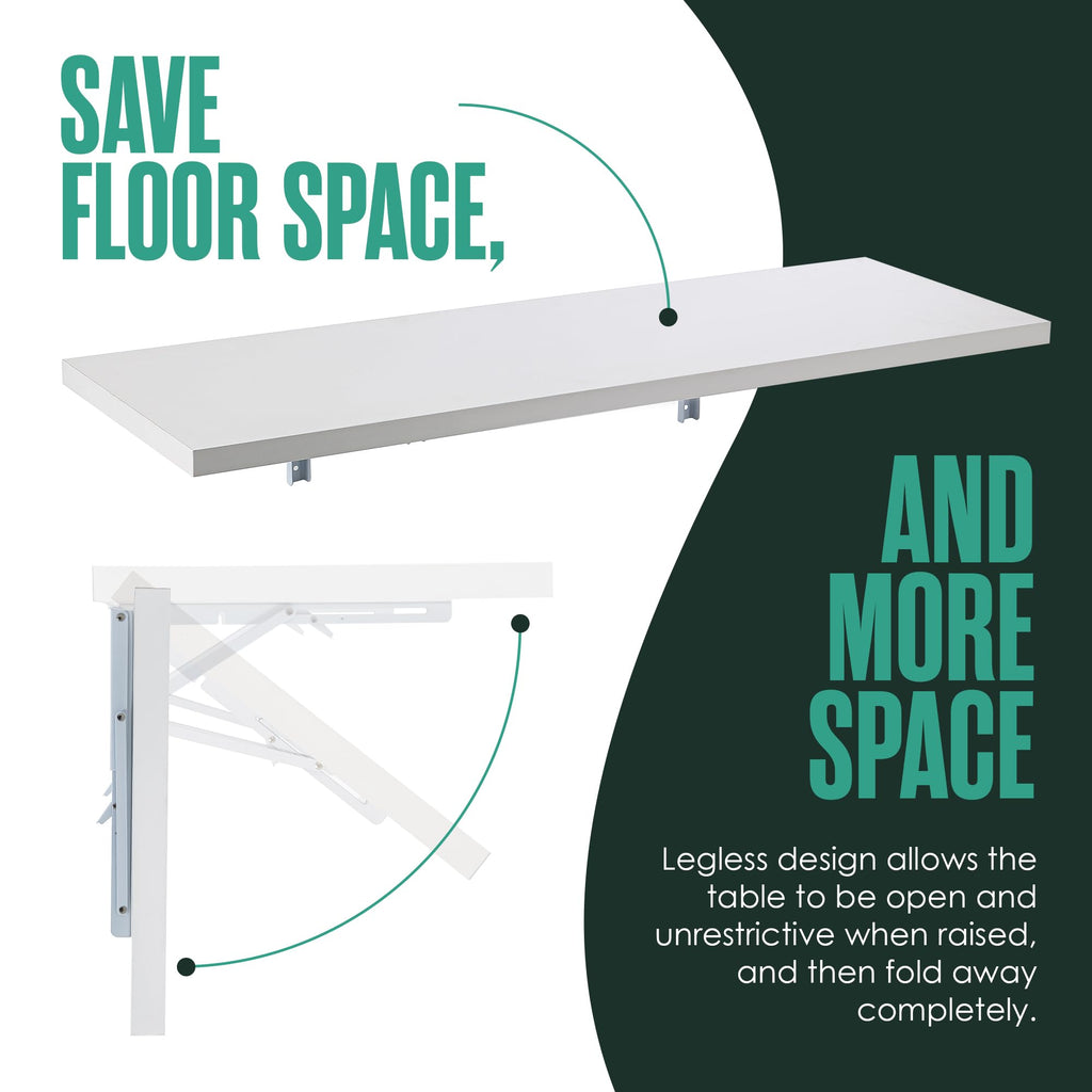 Wall Mounted Desk, Murphy Desk, Wall Mounted Folding Table, 48x16 White