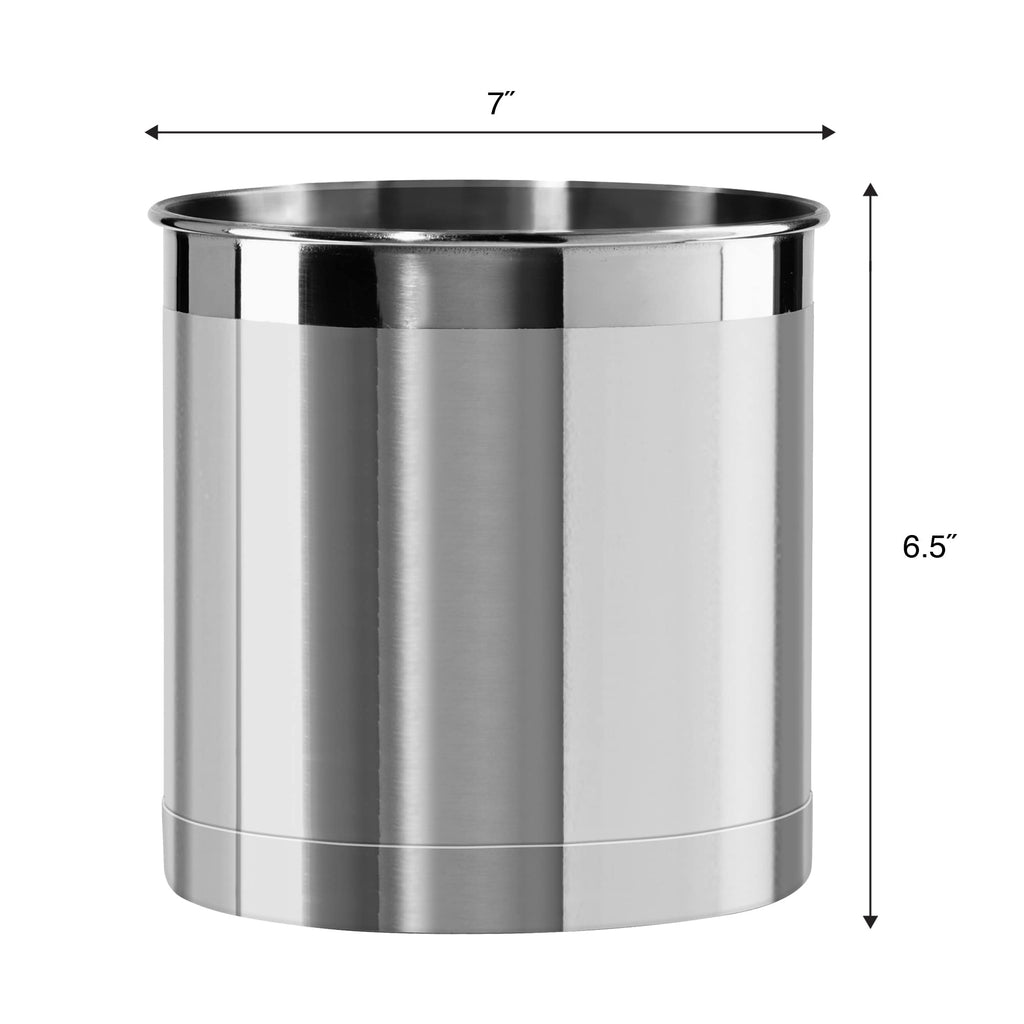 Stainless Steel Jumbo Utensil Holder - 7" Utensil Caddy, Weighted Base for Stability - Extra Large Utensil Crock