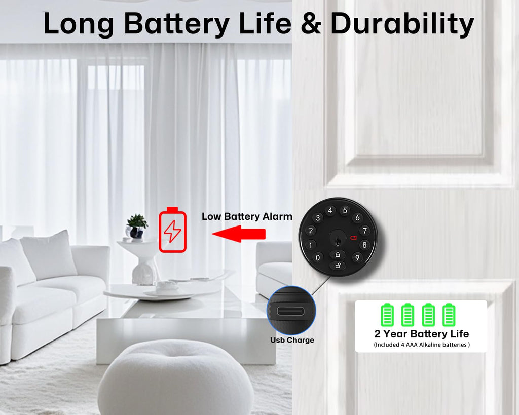 Keyless Entry Deadbolt Door Knob with Keypad for Front Door, Black