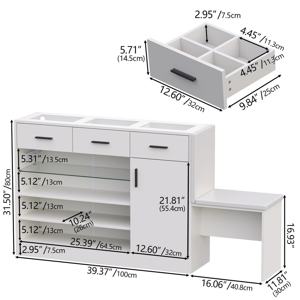 Wardrobe Armoire Closet with Charging & LED Light, Closet Island Dresser