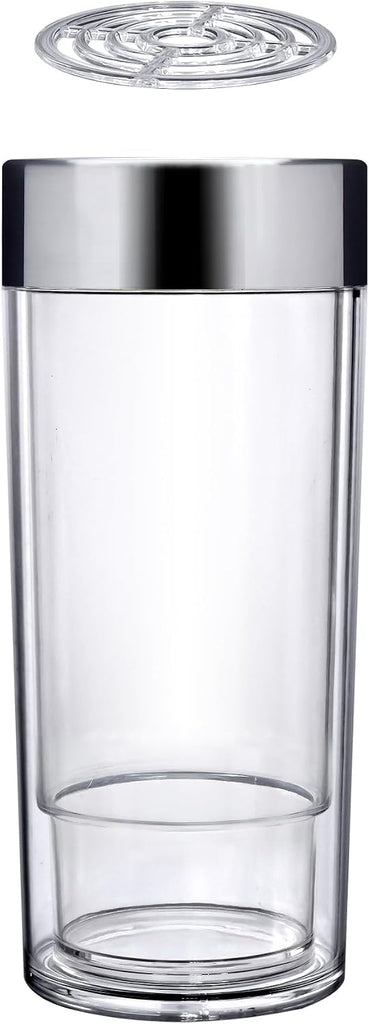 VinoChill - Acrylic Double-Wall Wine Chiller with Ice Chamber, Clear Plastic Insulated Champagne Bucket with Enhanced