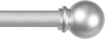Chelsea Ball End Standard Decorative Window Curtain Rod, 48-86" Adjustable Length, Brushed Nickel Finish, 5/8"