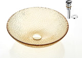 Pearl Series Glass Vessel Sink In Gold Top Raindrop Mount Sinks Above Countertop | Vanity Countertop Sink Bowl with