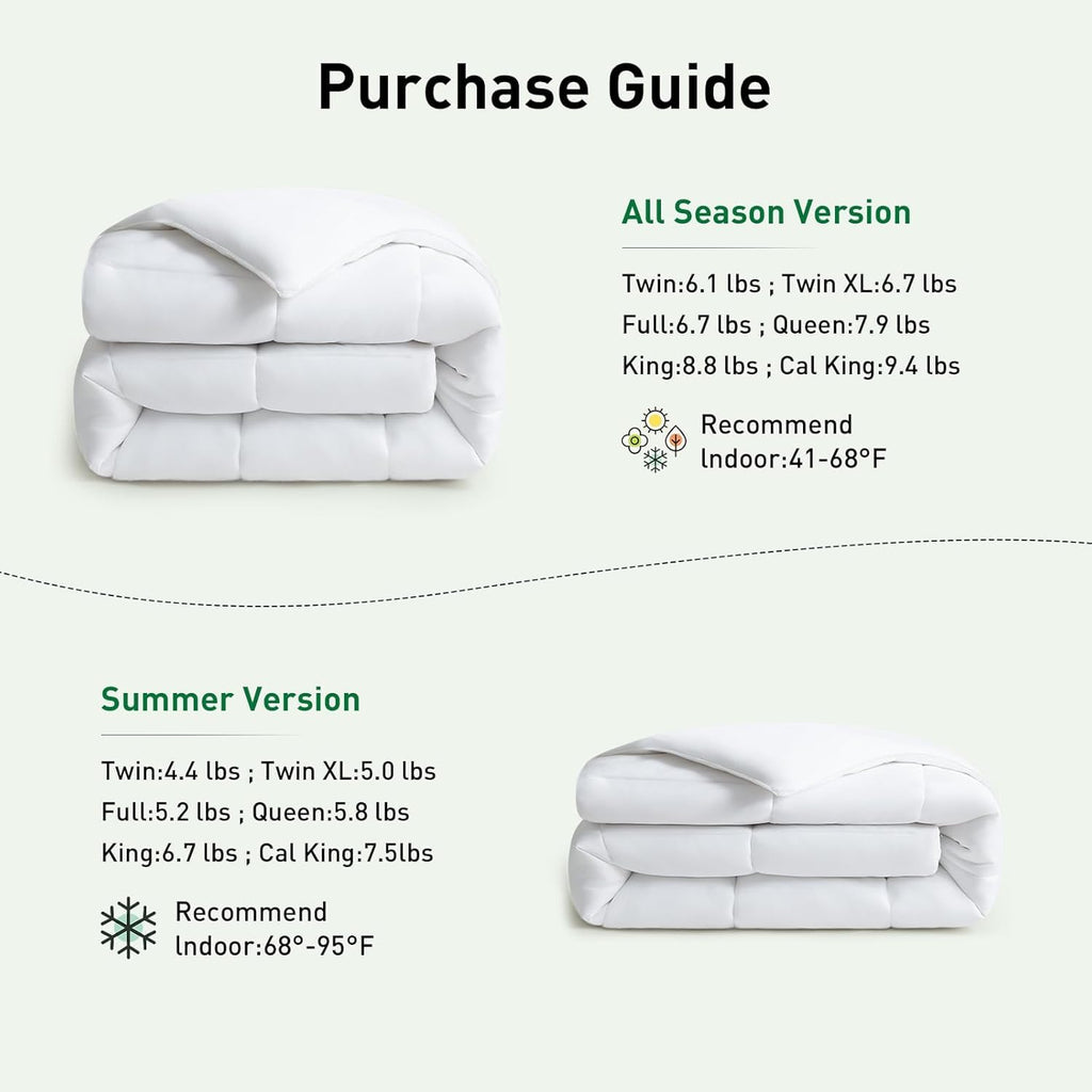 100% Viscose Made from Bamboo Comforter -All Season Comforter Cooling Silky Soft Duvet Insert Twin Size-with 8 Corner