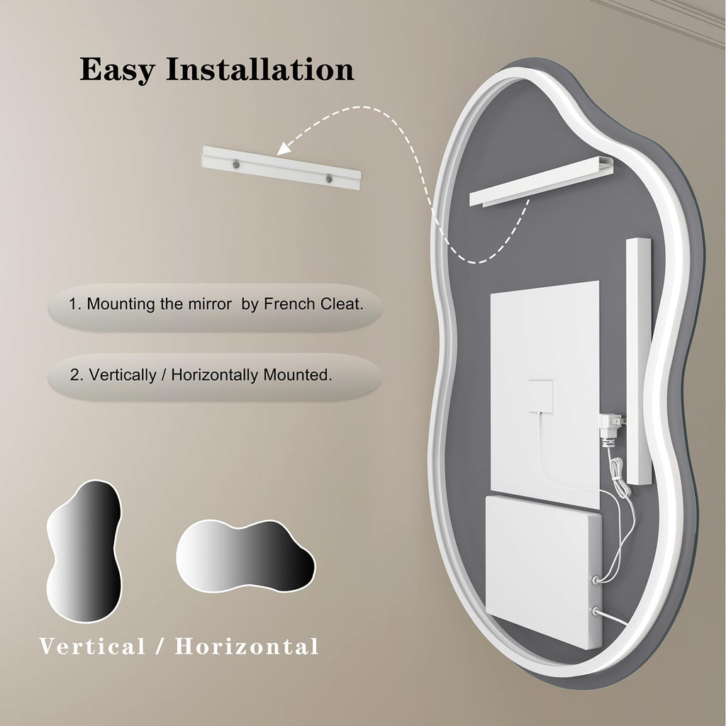 24x36 Irregular Backlit Led Lighted Bathroom Vanity Mirror