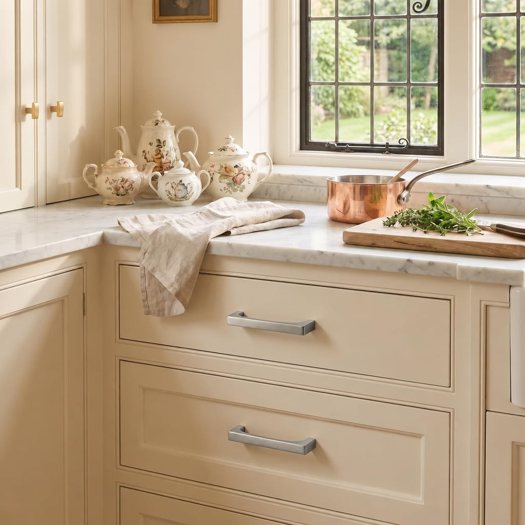 10 Pack Solid Handles 6-Inch(152mm) Brushed Nickel Cabinet Pulls,Heavy Duty Cabinets, Cupboards, Drawers and Bathroom