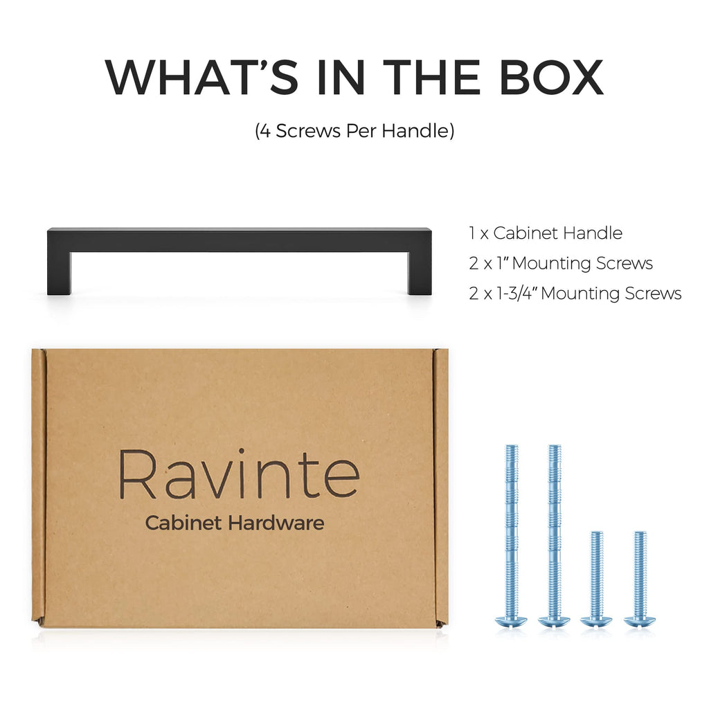 Matte Black Kitchen Square Cabinet Handles 7-1/2 Inch 1 Pack