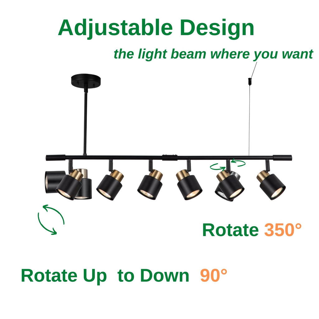 6 Light Track Lighting Kit, Matt Black Brass Finish Adjustable Height with Moden Flush Mount Ceiling Spotlight
