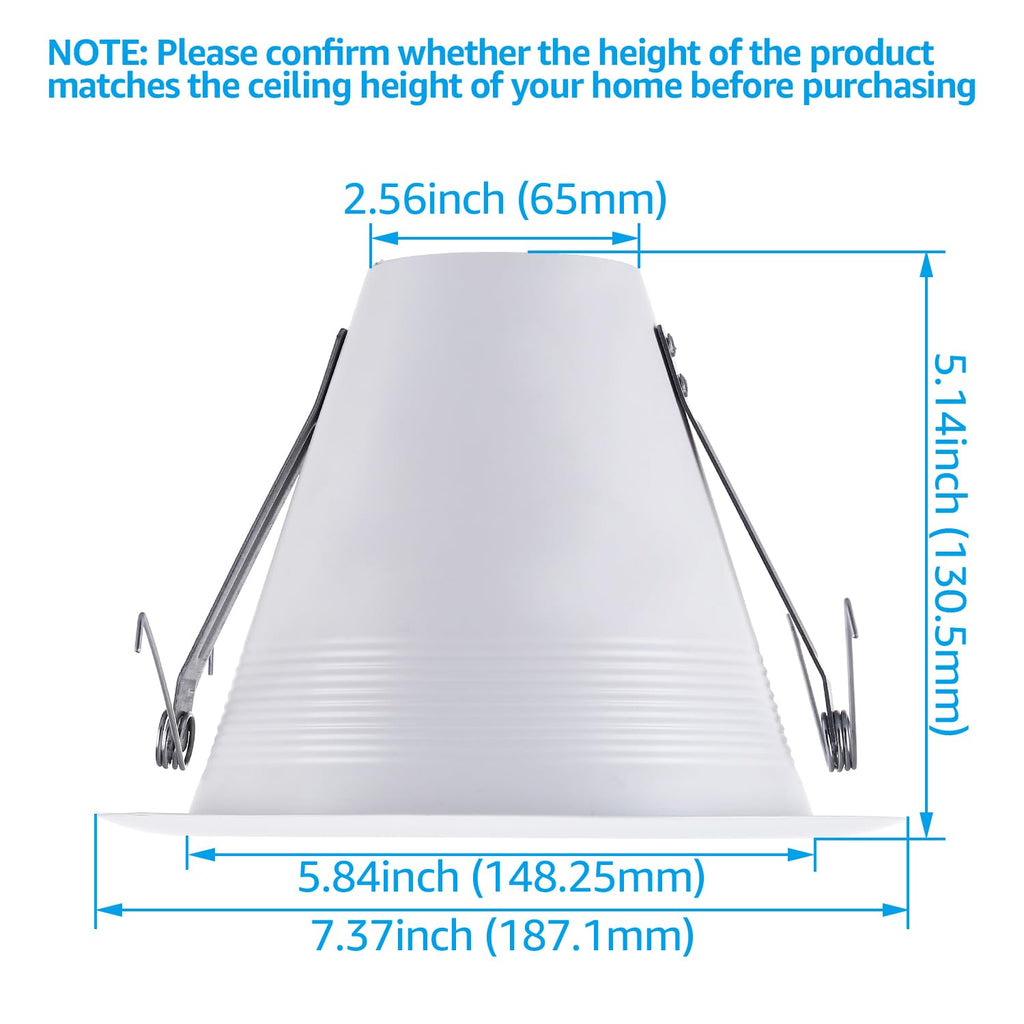 6" Recessed Can Light Trim Self-Flanged, White