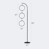 Nova Modern Floor Lamp Matches Living Room Décor - Contemporary Arc Tall Lamp with 3-Circle Ring-Style Pendant