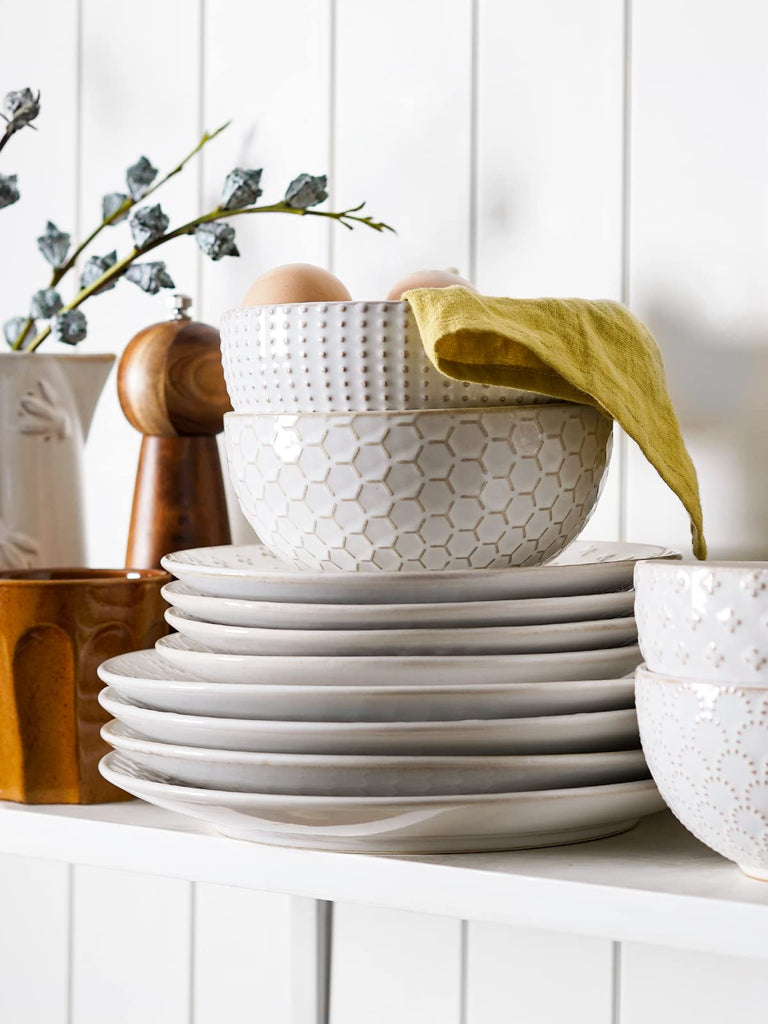 Plates and Bowls Sets for 4, 16 Piece Ceramic Dinnerware Sets with Pasta Bowls, Stoneware Kitchen Dishes Set, Chip