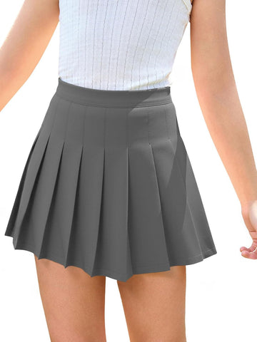 Girls Pleated Skirt Kids School Uniform Elastic High Waist Tennis Skirts with Shorts
