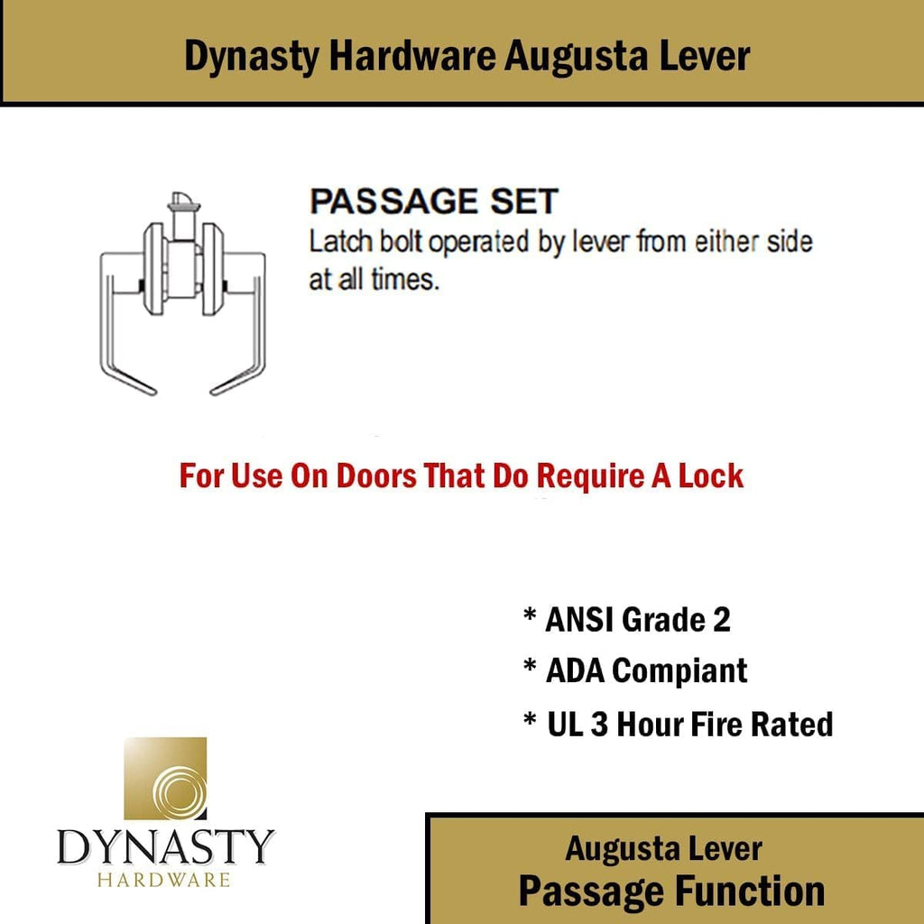 Grade 2 Commercial Duty Passage Lever, ADA, Satin Chrome Finish - Door Lever