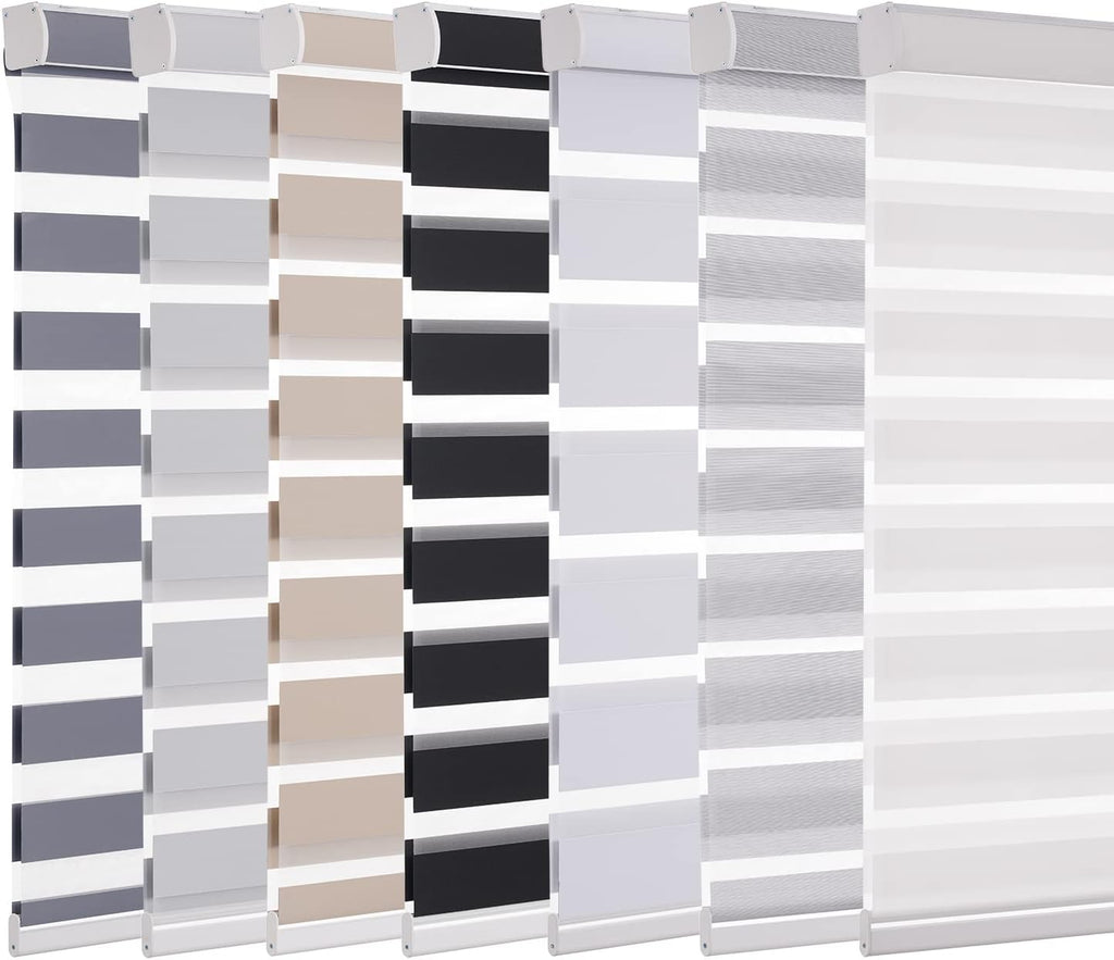 Custom Zebra Blinds for Windows, Cordless Zebra Blinds Custom Size, Blackout(85%) Custom Zebra Shades, Dual Layer
