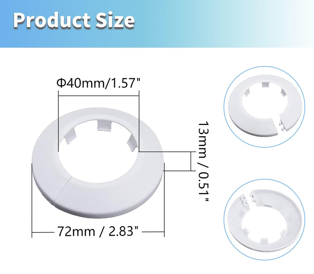 White Plastic Escutcheon Plate for 1.57 Inch Water Pipe Decoration