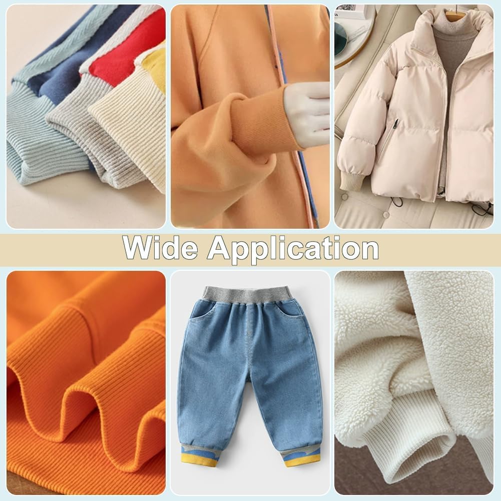 39x6.7 Inch Knitted Rib Fabric, Pink Rib Cuff Fabric, Polyester Ribbing Fabric for Waistband Neckband Cuffs Jacket