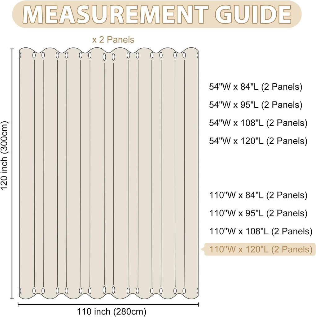 Waterproof Outdoor Curtains with Zipper Extra Long Top & Bottom Grommet Thermal Privacy Drapes 2 Panels Gazebo