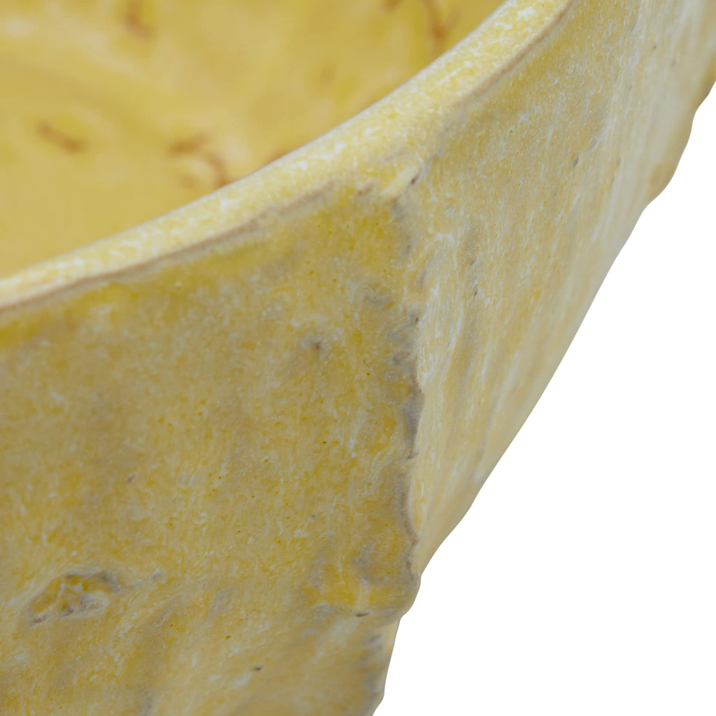 Stoneware Planter with Organically Shaped Detail, Yellow