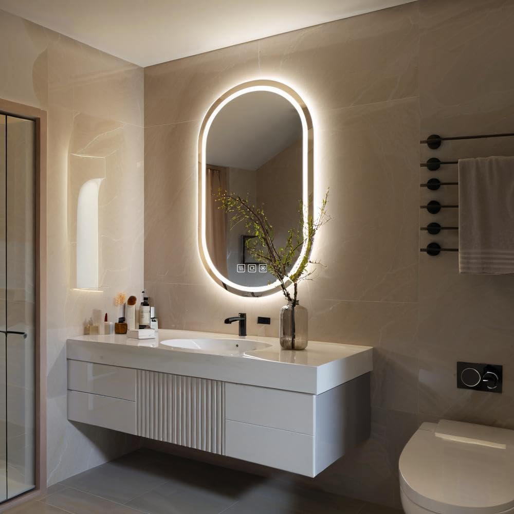 Oval LED Bathroom with Lights, 20X28 inches