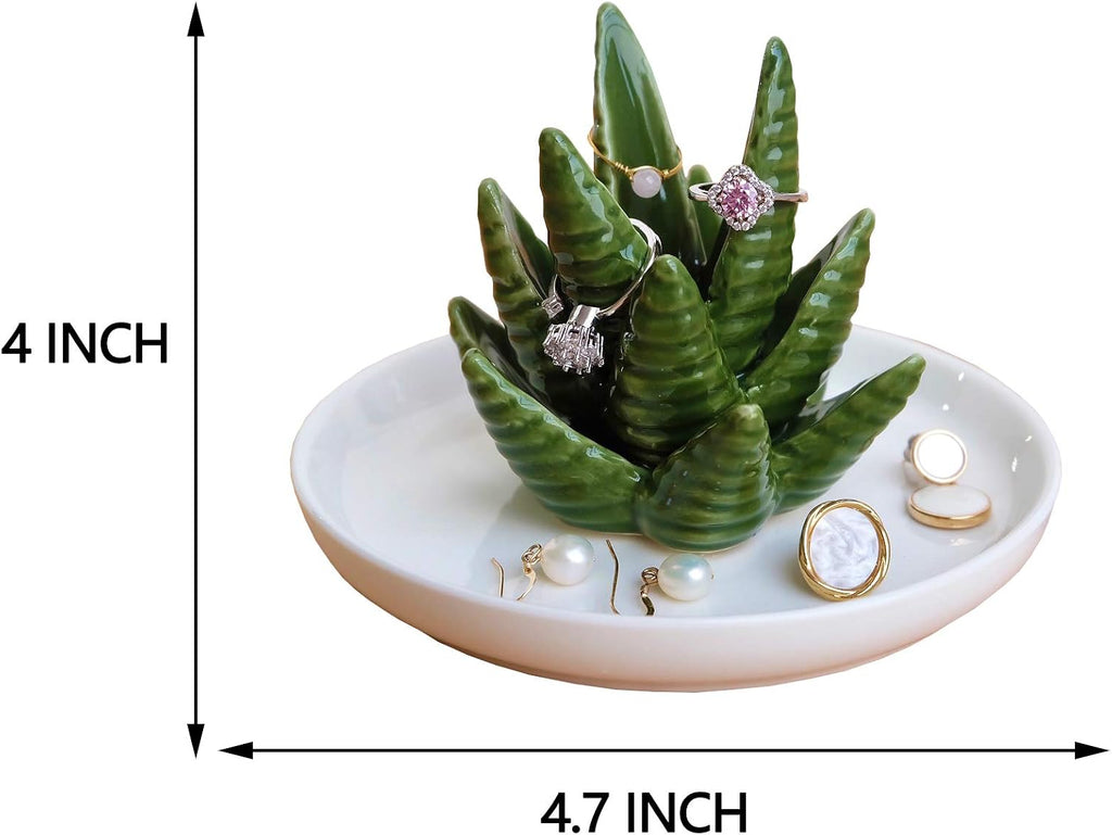 Aloe Ring Holder,Cactus Ring Dish,Jewelry Holder Trinket Tray for Rings Earrings Necklace Organizer,Bridesmaid