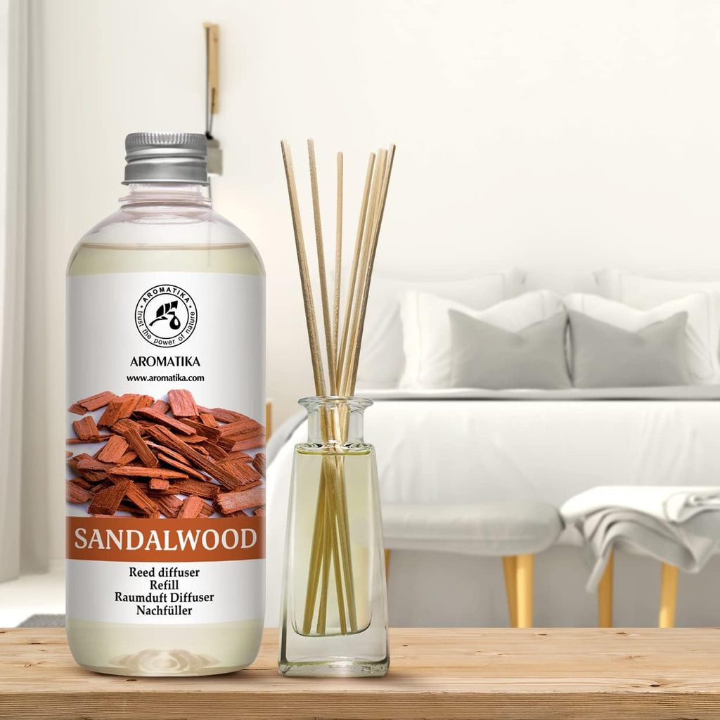 Reed Diffuser Refill Sandalwood 17 Fl Oz (500ml) - Room Diffuser - Home Fragrance - Scented Diffusers - Set of 17