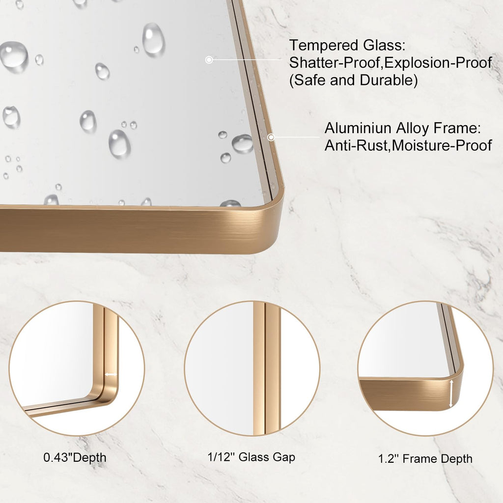 24"X32" Gold Bathroom Mirror